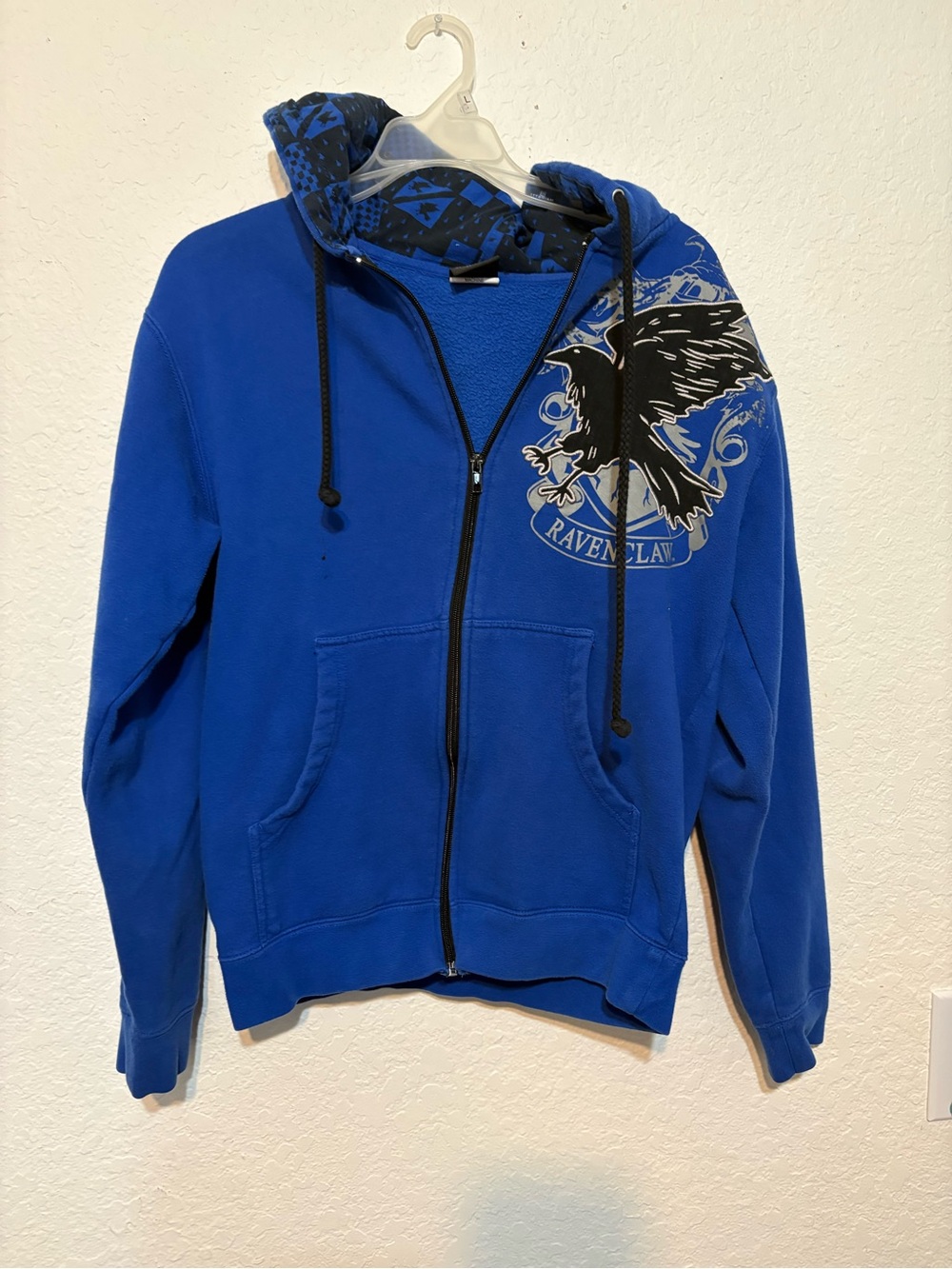 Ravenclaw Blue Zip-Up Hoodie Jacket with Crest Graphic